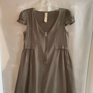 Hering Brown Zipper Detail Cap Sleeve Dress